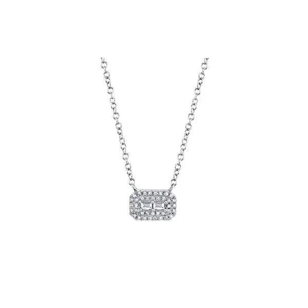 14K White Gold Open Link Diamond Necklace – 18