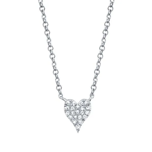 Shy Creation 14K White Gold Diamond Pave Heart Necklace Marc Robinson Jewelers Round Rock, TX