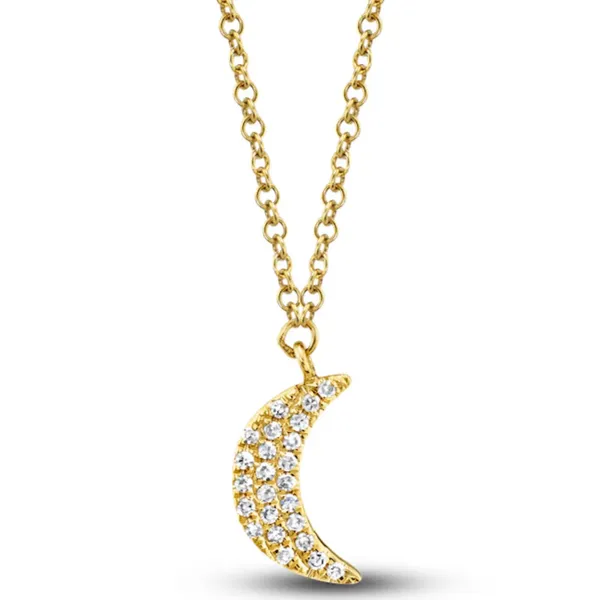Shy Creation 14K Yellow Gold Crescent Moon Necklace with 0.06ct Diamonds Marc Robinson Jewelers Round Rock, TX