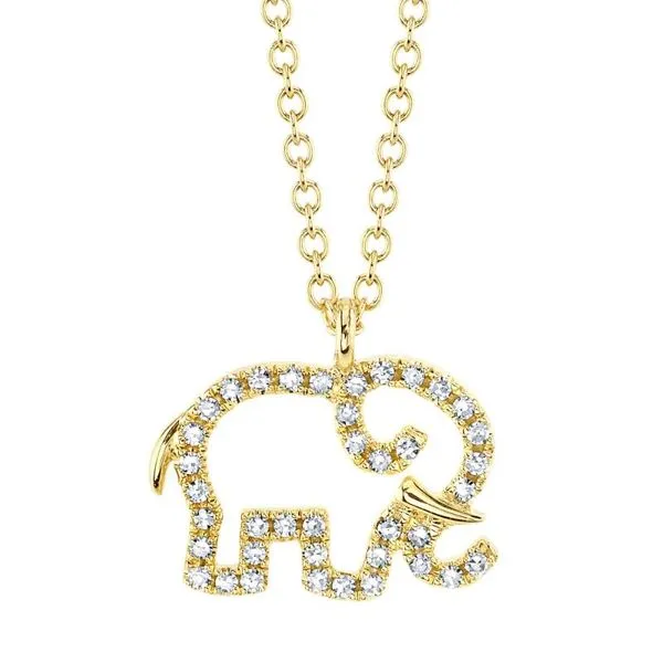 14K Yellow Gold Elephant Necklace with 0.09ct Round Diamonds – 18” Marc Robinson Jewelers Round Rock, TX