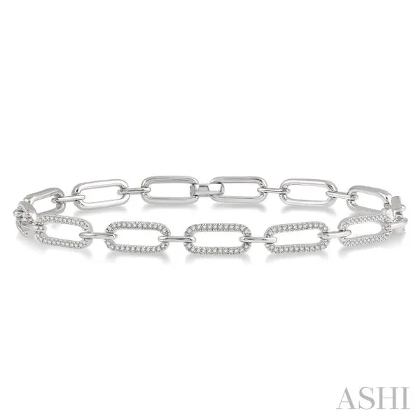 Lady's White 14K Paper Clip Link Bracelet with 1.00ct Round Diamonds – 7 Marc Robinson Jewelers Round Rock, TX