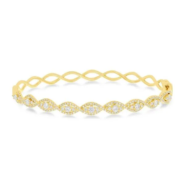 14K Yellow Gold Diamond Bangle Bracelet – 1.09ctw, 7
