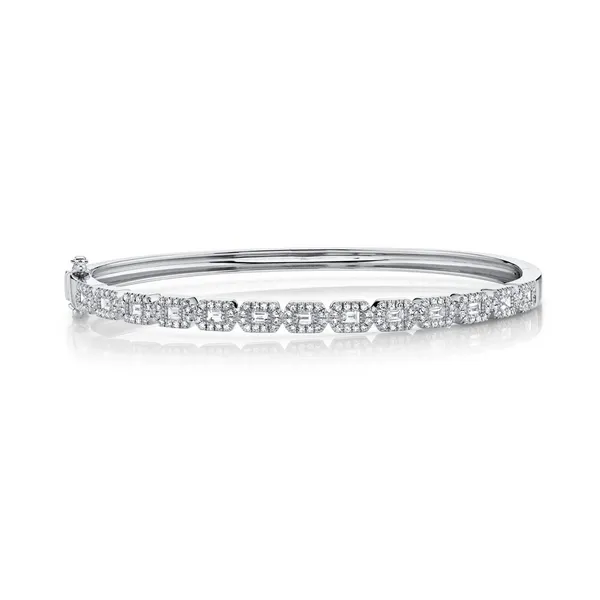 14K White Gold Diamond Bangle Bracelet – 0.86ctw Round & Baguette Diamonds Marc Robinson Jewelers Round Rock, TX