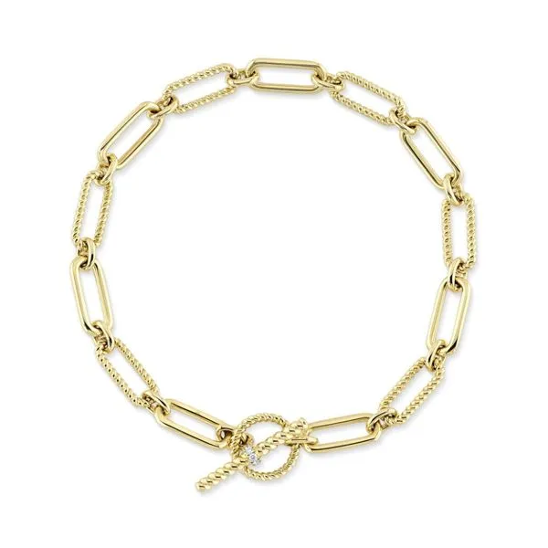 14K Yellow Gold Paper Clip Diamond Bracelet – 7