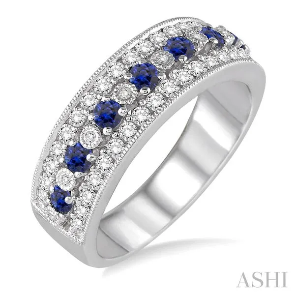 Lady's White 14 Karat Fashion Ring with Diamonds & Sapphires – Size 6.5 Marc Robinson Jewelers Round Rock, TX