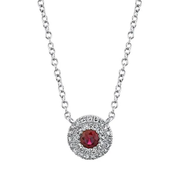 14K White Gold Necklace with Diamonds & Rubies – 18