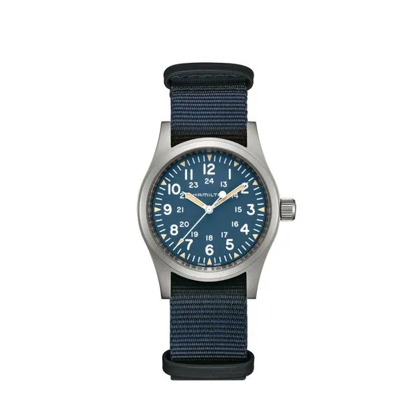 Hamilton Khaki Field Mechanical H69439940 – 38mm Blue Dial Watch Marc Robinson Jewelers Round Rock, TX