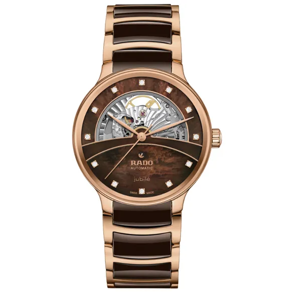 Centrix Automatic Diamonds Open Heart Unisex Watch - Brown Mother of Pearl Dial, Rose Gold | R30028902 Marc Robinson Jewelers Round Rock, TX