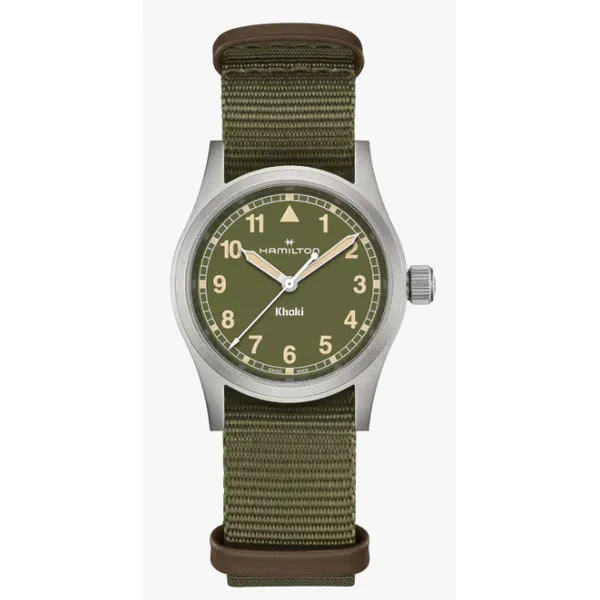H69301960 Khaki Field Quartz 33mm – Military-Inspired Swiss Quartz Watch Marc Robinson Jewelers Round Rock, TX