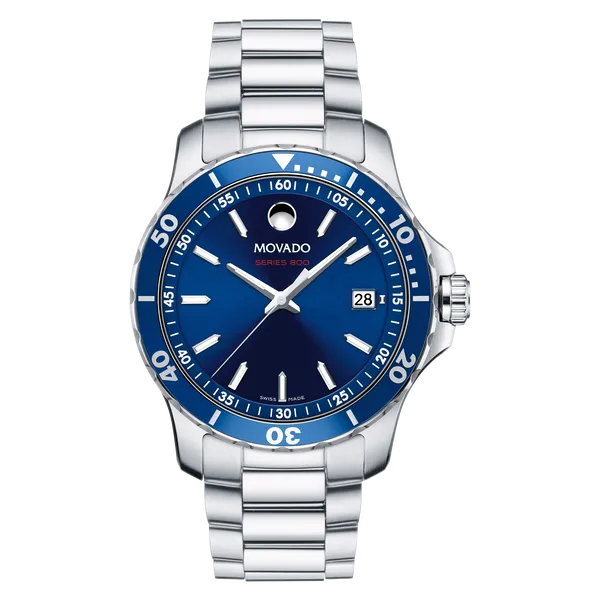Movado Series 800 Swiss Quartz Blue Round Dial Men's Watch - 2600137 | Water-Resistant, Elegant Design Marc Robinson Jewelers Round Rock, TX