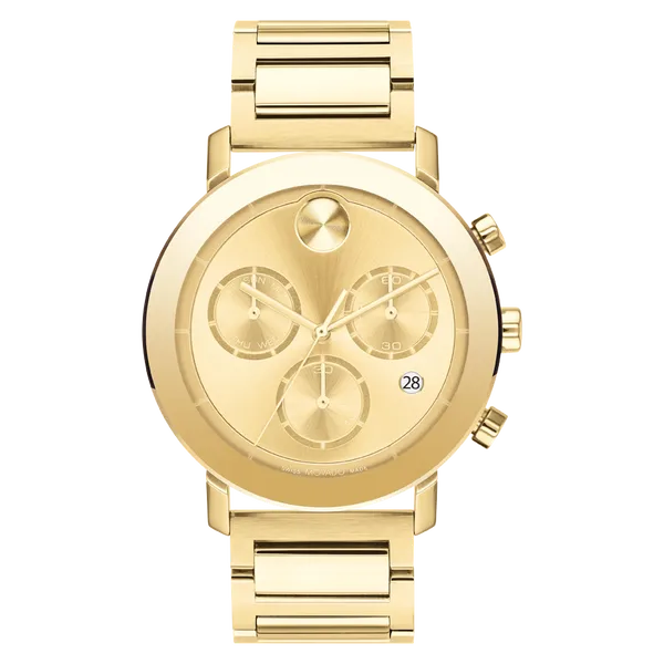 Movado Bold Chronograph Analog Watch for Men | Stainless Steel Case & Leather Strap Marc Robinson Jewelers Round Rock, TX