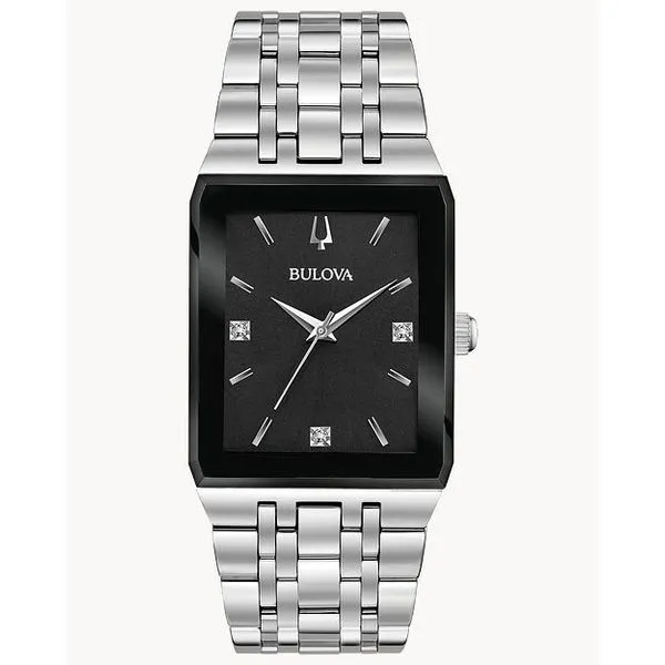 Bulova 96D145 Men's Dress Watch – Black Dial, Stainless Steel Bracelet Marc Robinson Jewelers Round Rock, TX