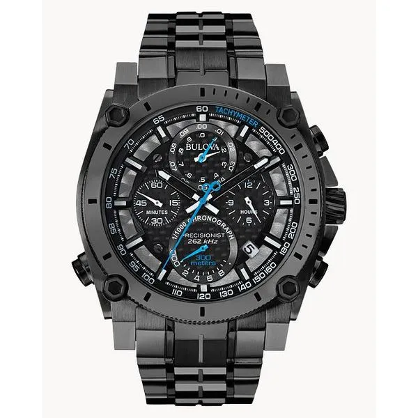 Bulova 98B229 Men's Sport Black Dial Stainless Steel Bracelet Watch – 46.5mm Marc Robinson Jewelers Round Rock, TX
