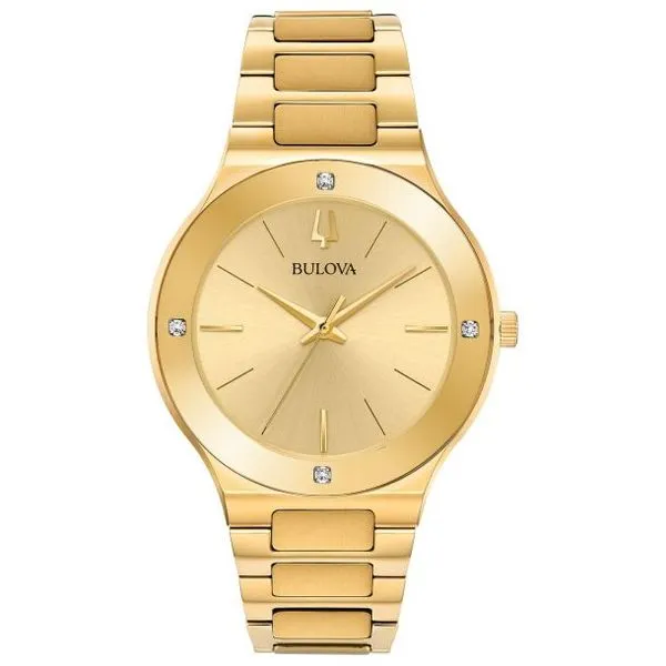 Bulova 97E100 Men's 43mm Dress Watch - Champagne Dial, Stainless Steel Bracelet Marc Robinson Jewelers Round Rock, TX