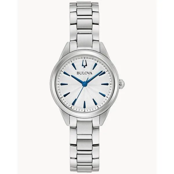 Bulova 96L285 28mm Dress White Dial Stainless Steel Bracelet Watch Marc Robinson Jewelers Round Rock, TX