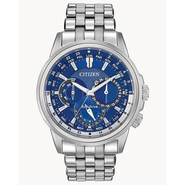 Citizen BU2021-51L 44mm Chronograph Blue Dial Stainless Steel Bracelet Watch Marc Robinson Jewelers Round Rock, TX