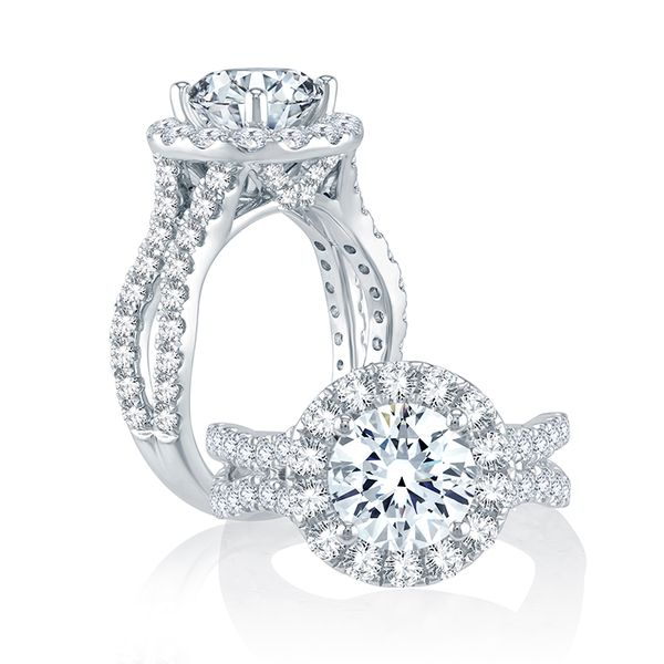 14k White Gold Halo Diamond Engagement Ring Image 2 Mark Allen Jewelers Santa Rosa, CA