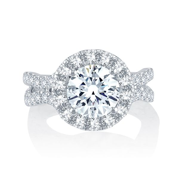 14k White Gold Halo Diamond Engagement Ring Mark Allen Jewelers Santa Rosa, CA