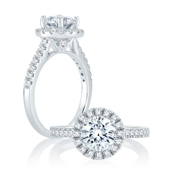 14k White Gold Diamond Halo Engagement Ring Image 2 Mark Allen Jewelers Santa Rosa, CA