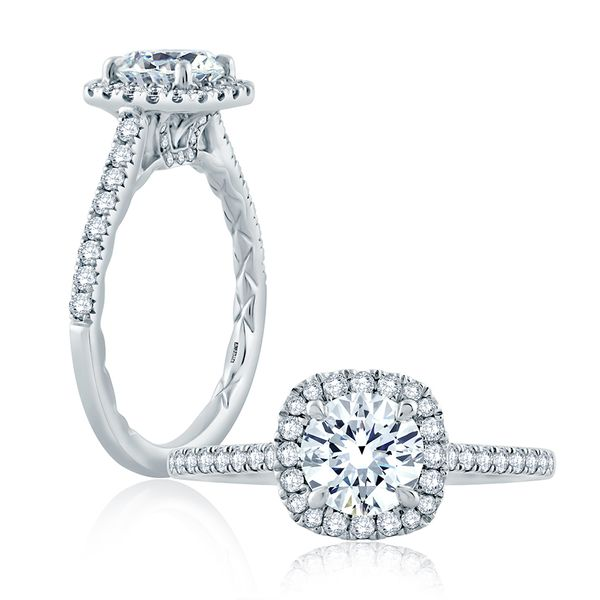 Diamond Engagement Ring With Cushion Halo & Round Center Image 2 Mark Allen Jewelers Santa Rosa, CA