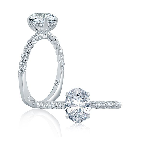 Tightly Twisted Diamond Oval Under Halo Engagement Ring Image 2 Mark Allen Jewelers Santa Rosa, CA