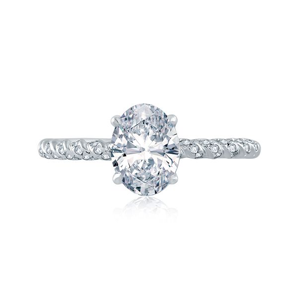 Tightly Twisted Diamond Oval Under Halo Engagement Ring Mark Allen Jewelers Santa Rosa, CA