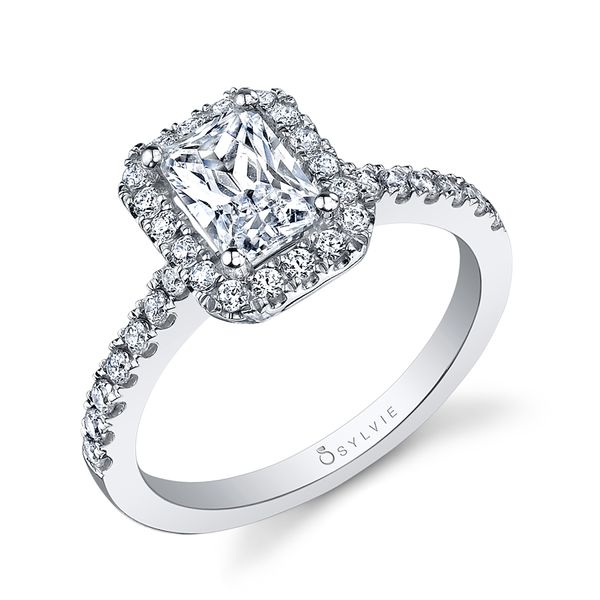 Emerald halo engagement ring - Chantelle Mark Allen Jewelers Santa Rosa, CA
