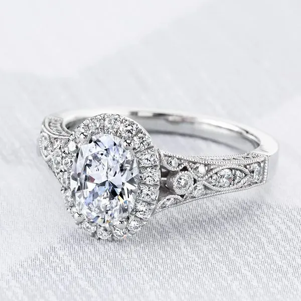 CHERI - OVAL HALO VINTAGE INSPIRED ENGAGEMENT RING Image 3 Mark Allen Jewelers Santa Rosa, CA