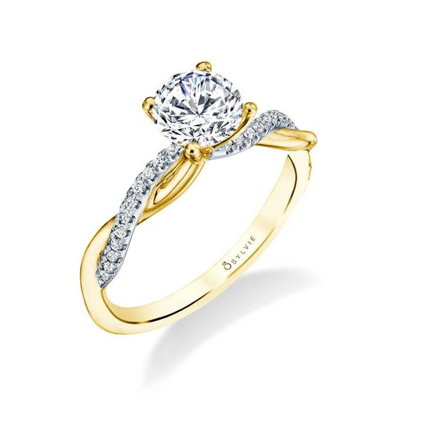 YASMINE - HIGH POLISH SPIRAL ENGAGEMENT RING IN TWO-TONE YELLOW AND WHITE GOLD Mark Allen Jewelers Santa Rosa, CA