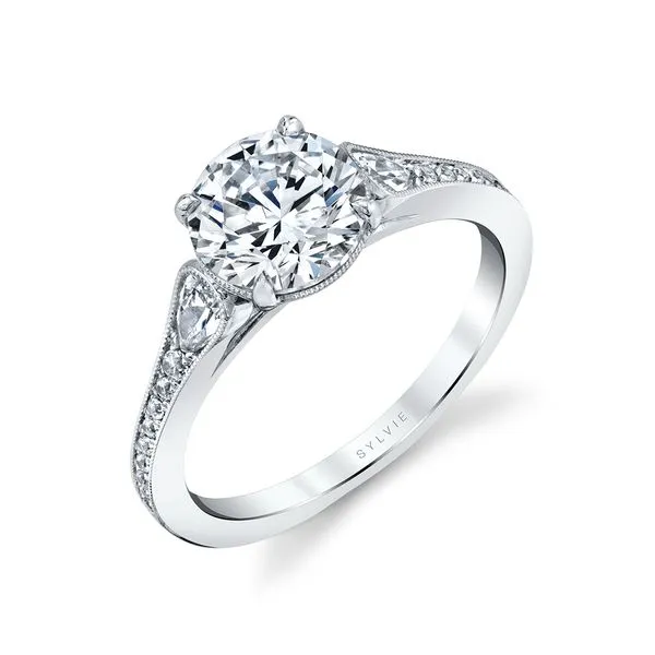 ESMERALDA - Reverse taper pear and round diamond engagement ring Mark Allen Jewelers Santa Rosa, CA