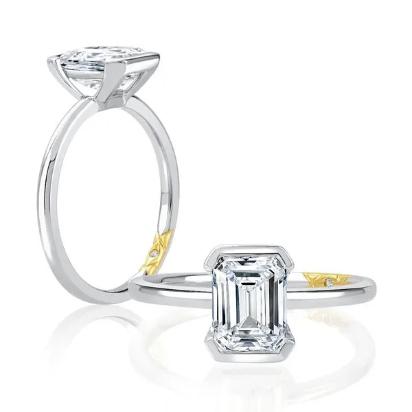 Half Bezel Emerald cut engagment ring Mark Allen Jewelers Santa Rosa, CA