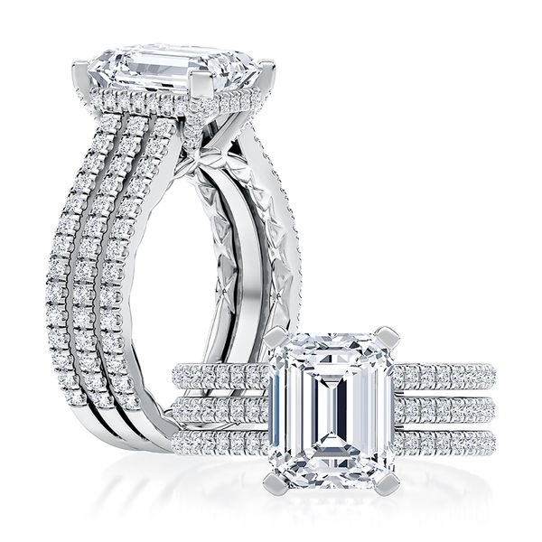 Three Row Emerald cut Engagement ring Mark Allen Jewelers Santa Rosa, CA