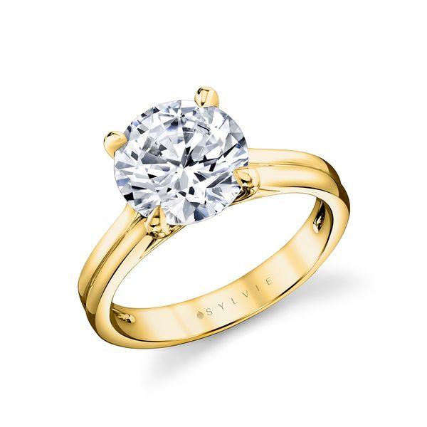 Round Cut Double Band Solitaire Engagement Ring - Remi Mark Allen Jewelers Santa Rosa, CA