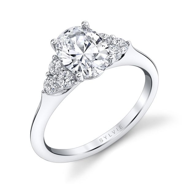 Oval Cut Engagement Ring with Side Stone Clusters - Skylar Image 2 Mark Allen Jewelers Santa Rosa, CA