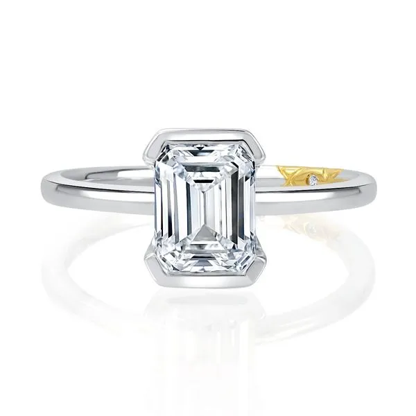 Lab Grown Diamond Emerald Cut Half Bezel Engagement Ring Image 2 Mark Allen Jewelers Santa Rosa, CA