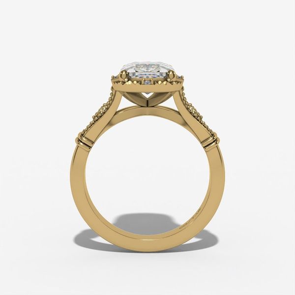 3.07 CT Elongated Cushion Lab Grown Diamond Vintage Halo Engagement Ring | 14K Yellow Gold Image 3 Mark Allen Jewelers Santa Rosa, CA