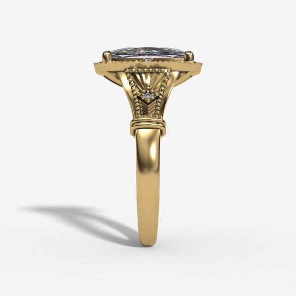 3.07 CT Elongated Cushion Lab Grown Diamond Vintage Halo Engagement Ring | 14K Yellow Gold Image 4 Mark Allen Jewelers Santa Rosa, CA