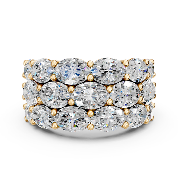 5.20 CTW Oval Lab-Grown Diamond Three-Row Anniversary Ring – 14K Yellow Gold Mark Allen Jewelers Santa Rosa, CA