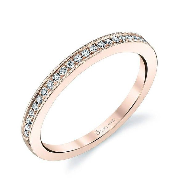 WHITE GOLD DIAMOND STACKABLE WEDDING BAND WITH MILGRAIN ACCENTS Image 2 Mark Allen Jewelers Santa Rosa, CA