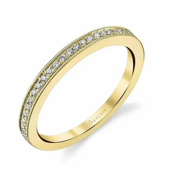 WHITE GOLD DIAMOND STACKABLE WEDDING BAND WITH MILGRAIN ACCENTS Image 3 Mark Allen Jewelers Santa Rosa, CA