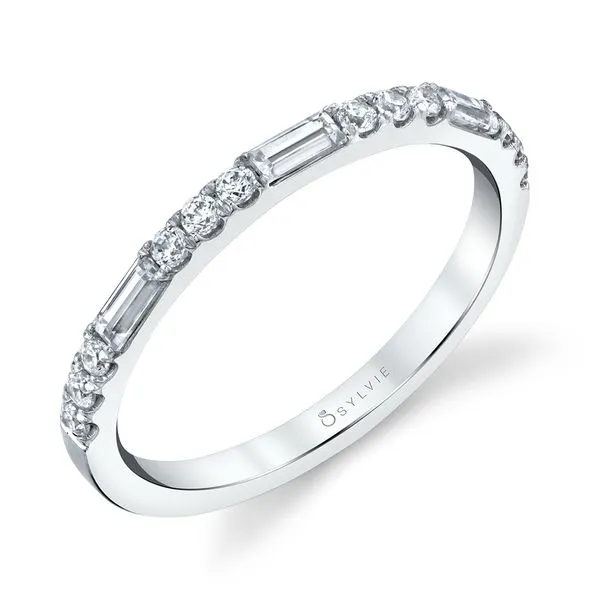 Baguette and round diamond wedding band Mark Allen Jewelers Santa Rosa, CA