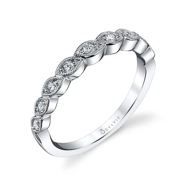 FIONA - Milgrain marquise shape diamond stackable band Image 2 Mark Allen Jewelers Santa Rosa, CA