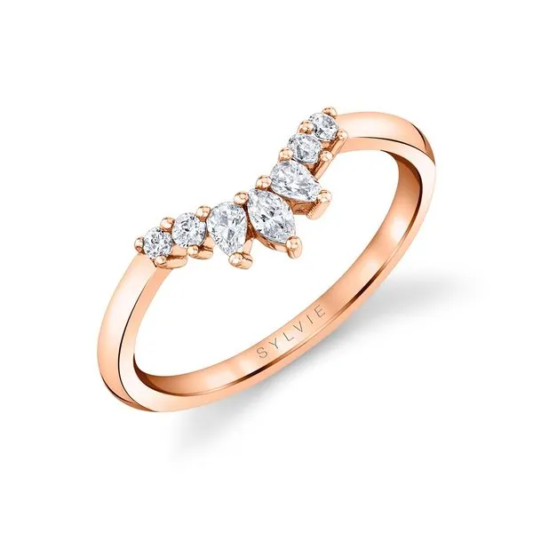 Pear and Brilliant cut curved stackable band Image 3 Mark Allen Jewelers Santa Rosa, CA