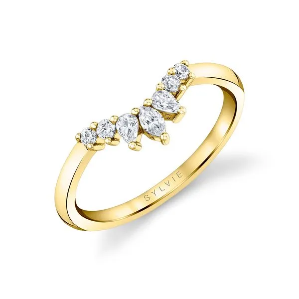 Pear and Brilliant cut curved stackable band Mark Allen Jewelers Santa Rosa, CA