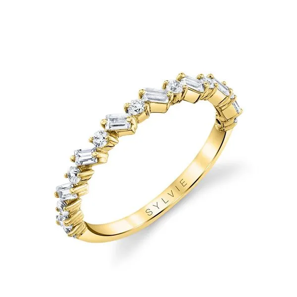 Baguette And Round Slanted Diamond Wedding Band Image 2 Mark Allen Jewelers Santa Rosa, CA