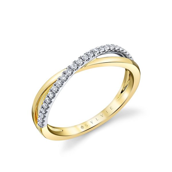 Two Tone Modern Crossover Wedding Band Mark Allen Jewelers Santa Rosa, CA