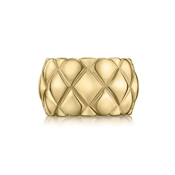 Signature Quilting Gold Band with Diamond Accents Image 3 Mark Allen Jewelers Santa Rosa, CA