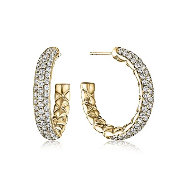 Diamond Pave Hoop Earrings with Quilting Liner Mark Allen Jewelers Santa Rosa, CA