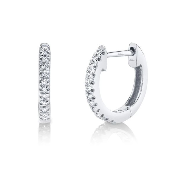 White Gold Diamond Hoop Huggies Mark Allen Jewelers Santa Rosa, CA