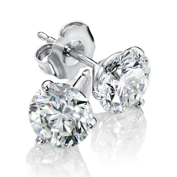 2.00 Carat Round Martini Style Diamond Stud Earrings Mark Allen Jewelers Santa Rosa, CA